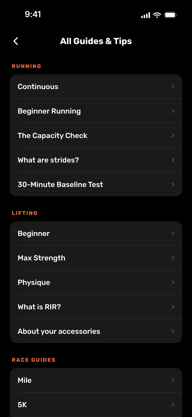 Capacity's Guides & Tips: running guides, lifting guides and race guides.